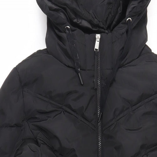 Capsule Womens Black Quilted Coat Size 12 Zip - Hooded