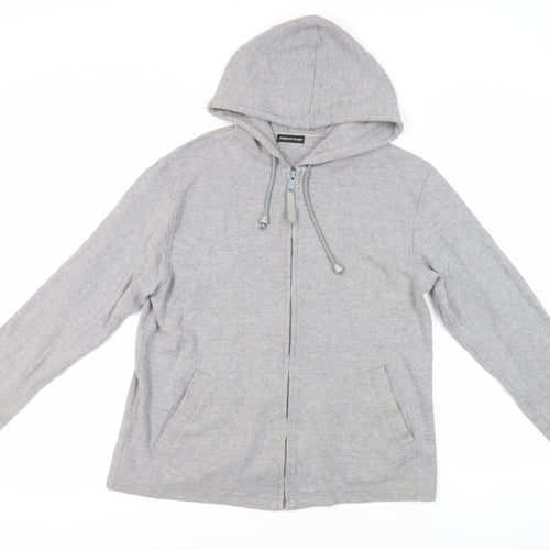 House of Fraser Womens Grey Cotton Full Zip Hoodie Size M Zip