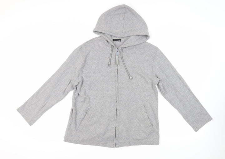 House of Fraser Womens Grey Cotton Full Zip Hoodie Size M Zip