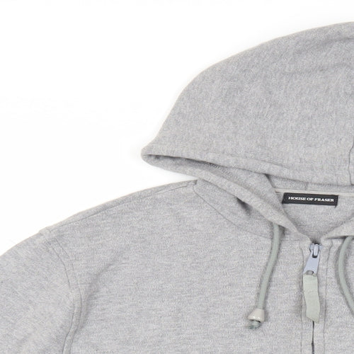 House of Fraser Womens Grey Cotton Full Zip Hoodie Size M Zip