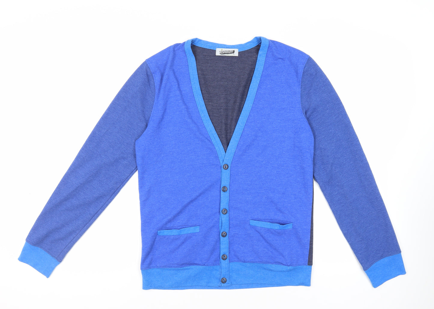 Topman Mens Blue Cotton Cardigan Sweatshirt Size S - Pockets