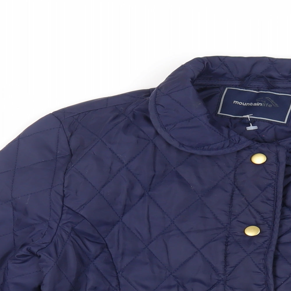 Mountain Life Womens Blue Quilted Jacket Size 10 Snap - Lightweight