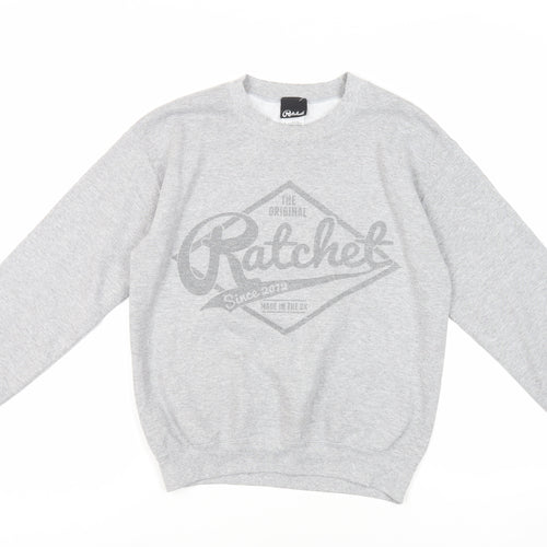 Ratchet Mens Grey Cotton Pullover Sweatshirt Size S - Logo