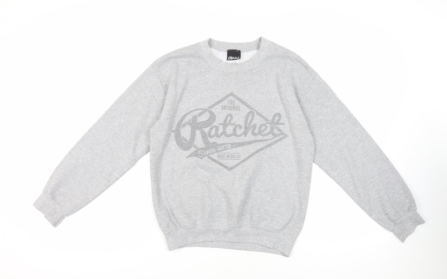 Ratchet Mens Grey Cotton Pullover Sweatshirt Size S - Logo