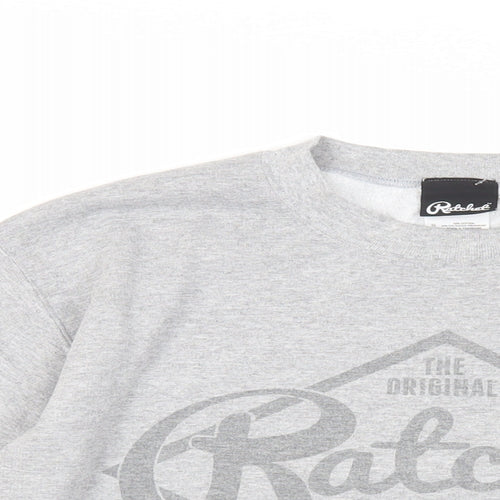 Ratchet Mens Grey Cotton Pullover Sweatshirt Size S - Logo