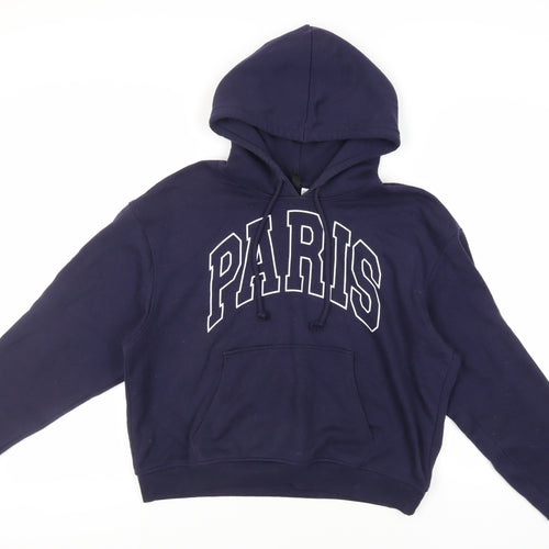 Divided by H&M Womens Blue Cotton Pullover Hoodie Size L Pullover - Paris