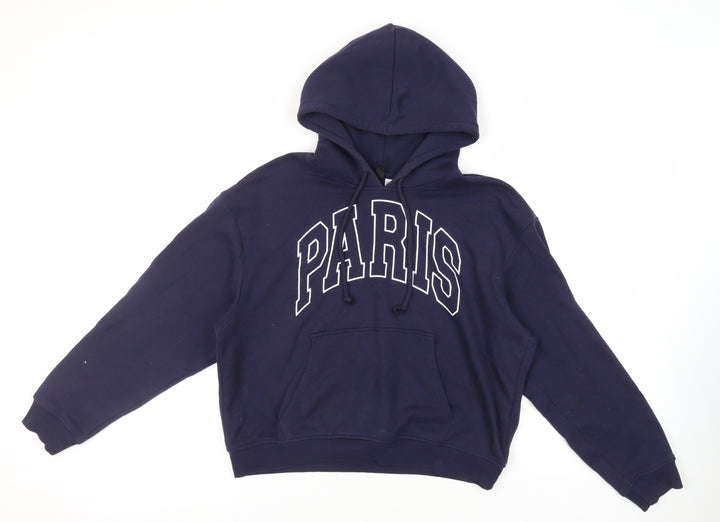 Divided by H&M Womens Blue Cotton Pullover Hoodie Size L Pullover - Paris