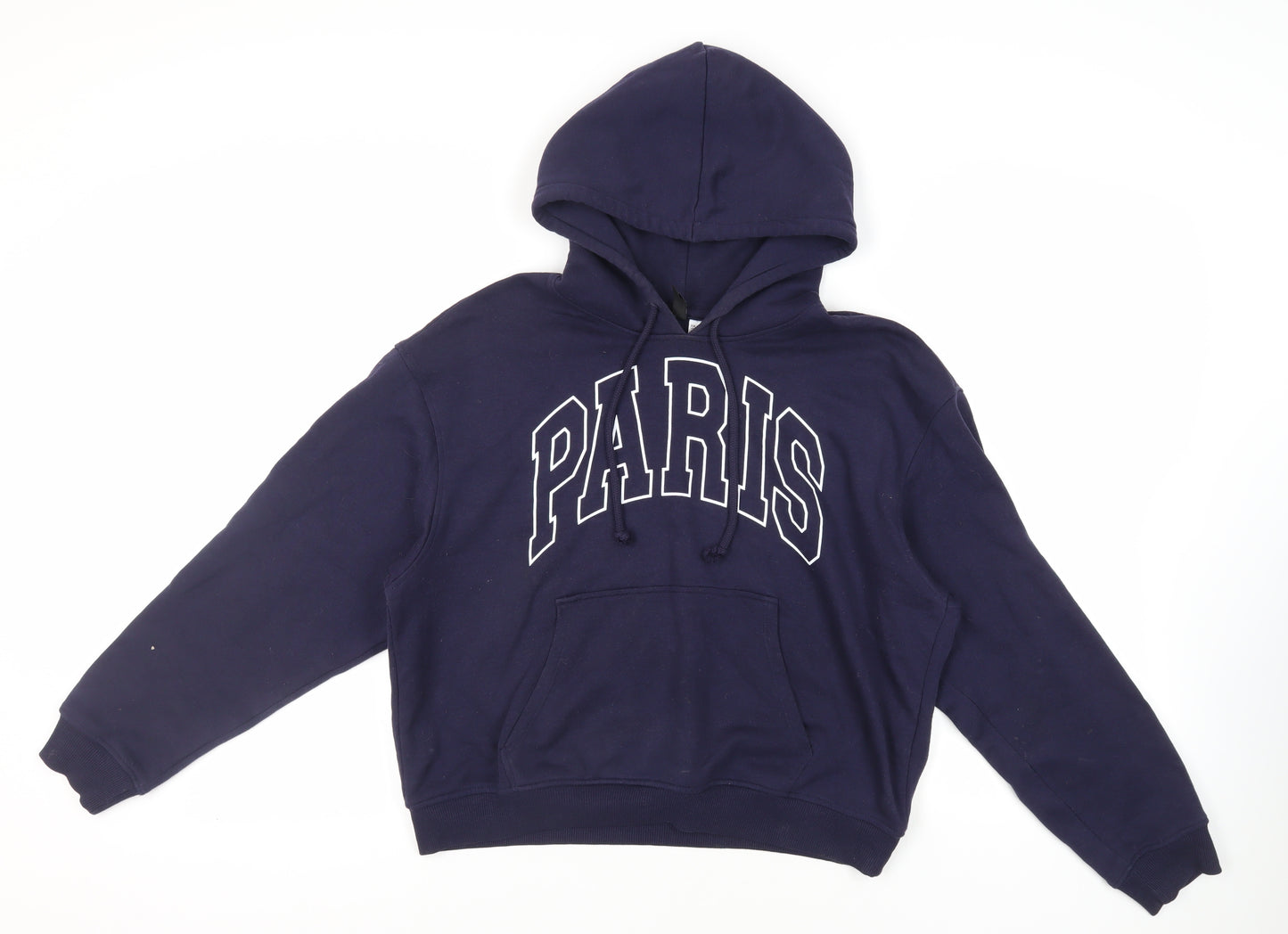 Divided by H&M Womens Blue Cotton Pullover Hoodie Size L Pullover - Paris