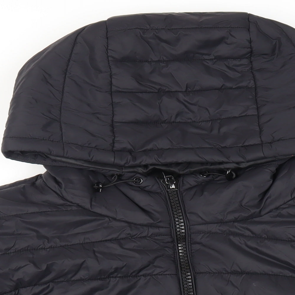 New Look Womens Black Quilted Jacket Size 18 Zip - Hooded Zipped Pockets