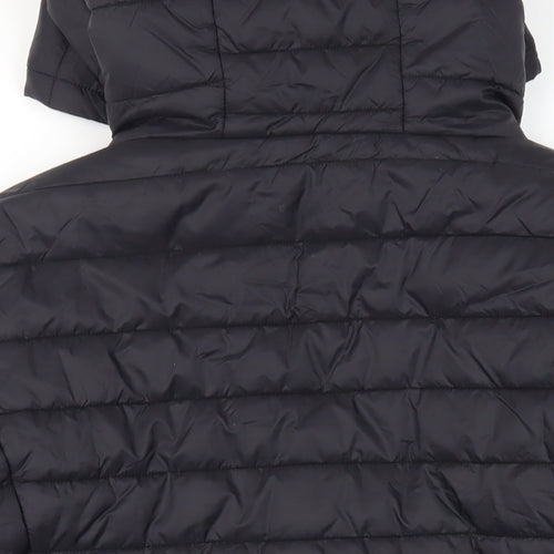 New Look Womens Black Quilted Jacket Size 18 Zip - Hooded Zipped Pockets