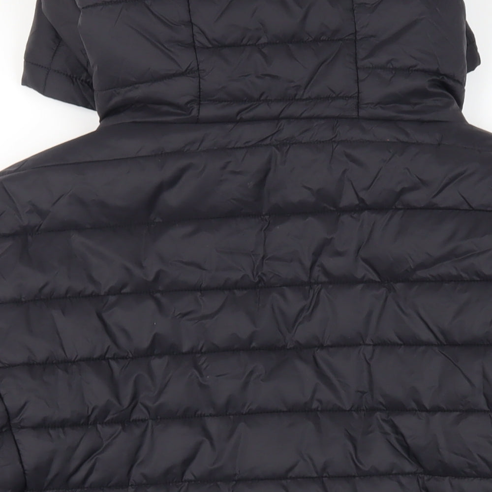 New Look Womens Black Quilted Jacket Size 18 Zip - Hooded Zipped Pockets