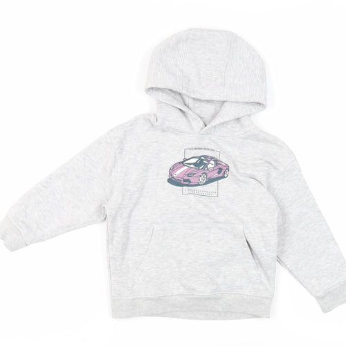 NEXT Boys Grey Cotton Pullover Hoodie Size 5 Years Pullover - Sports Car