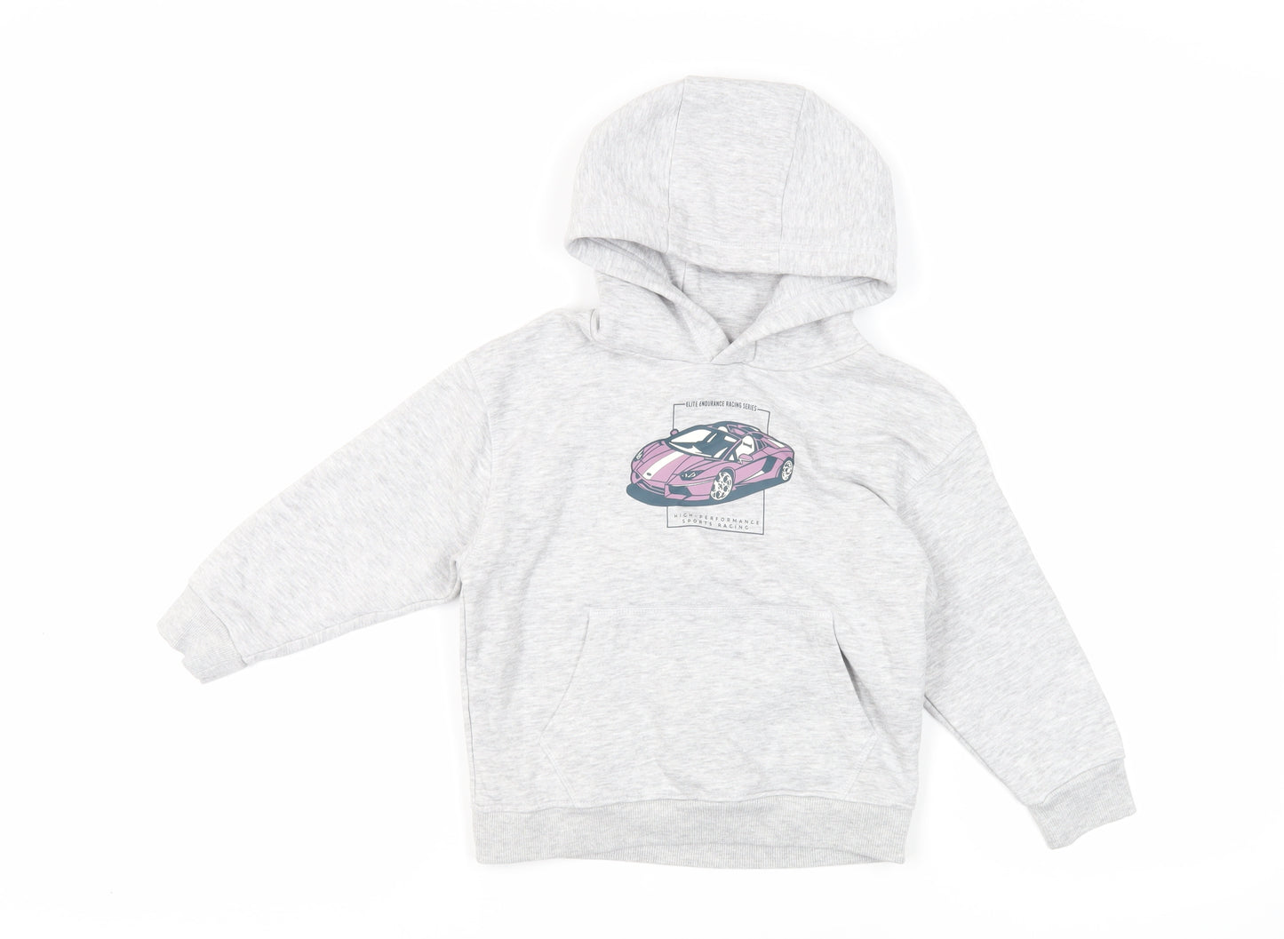 NEXT Boys Grey Cotton Pullover Hoodie Size 5 Years Pullover - Sports Car