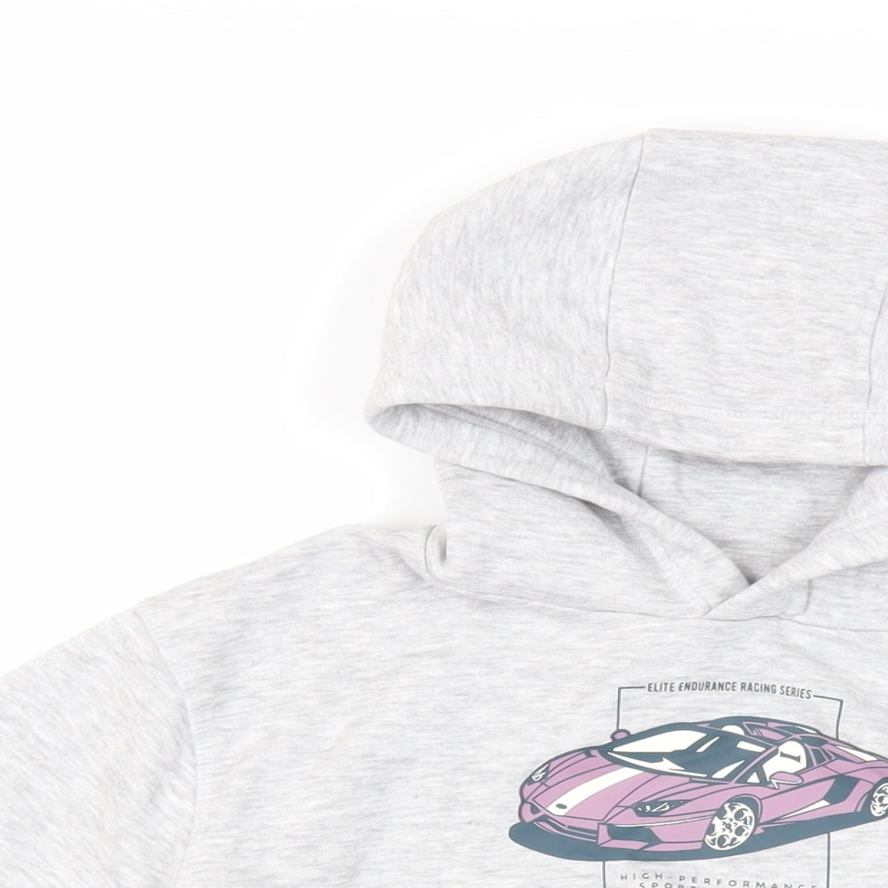 NEXT Boys Grey Cotton Pullover Hoodie Size 5 Years Pullover - Sports Car