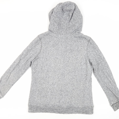 Hudson & Rose Womens Grey Cotton Pullover Hoodie Size 14 Button - Pockets