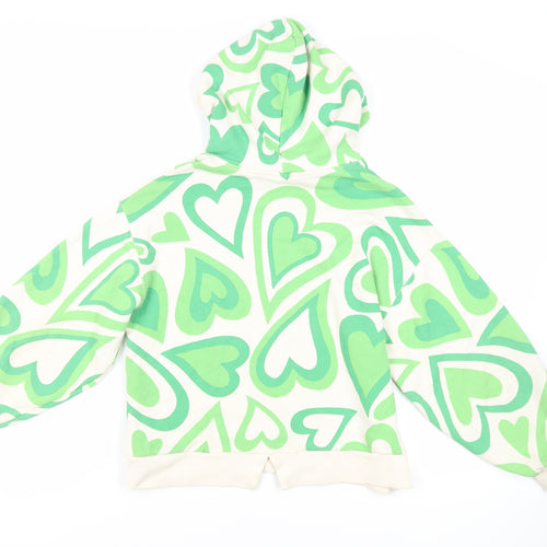 Zara Girls Green Geometric Cotton Pullover Hoodie Size 11-12 Years Pullover