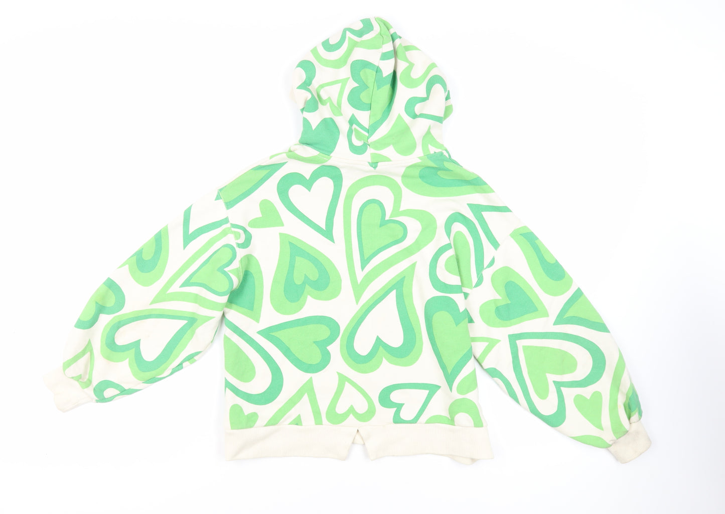 Zara Girls Green Geometric Cotton Pullover Hoodie Size 11-12 Years Pullover