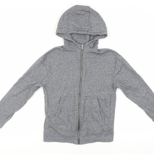 Marks and Spencer Boys Grey Cotton Full Zip Hoodie Size 10-11 Years Zip - Pockets