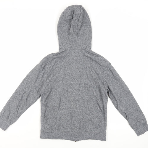 Marks and Spencer Boys Grey Cotton Full Zip Hoodie Size 10-11 Years Zip - Pockets