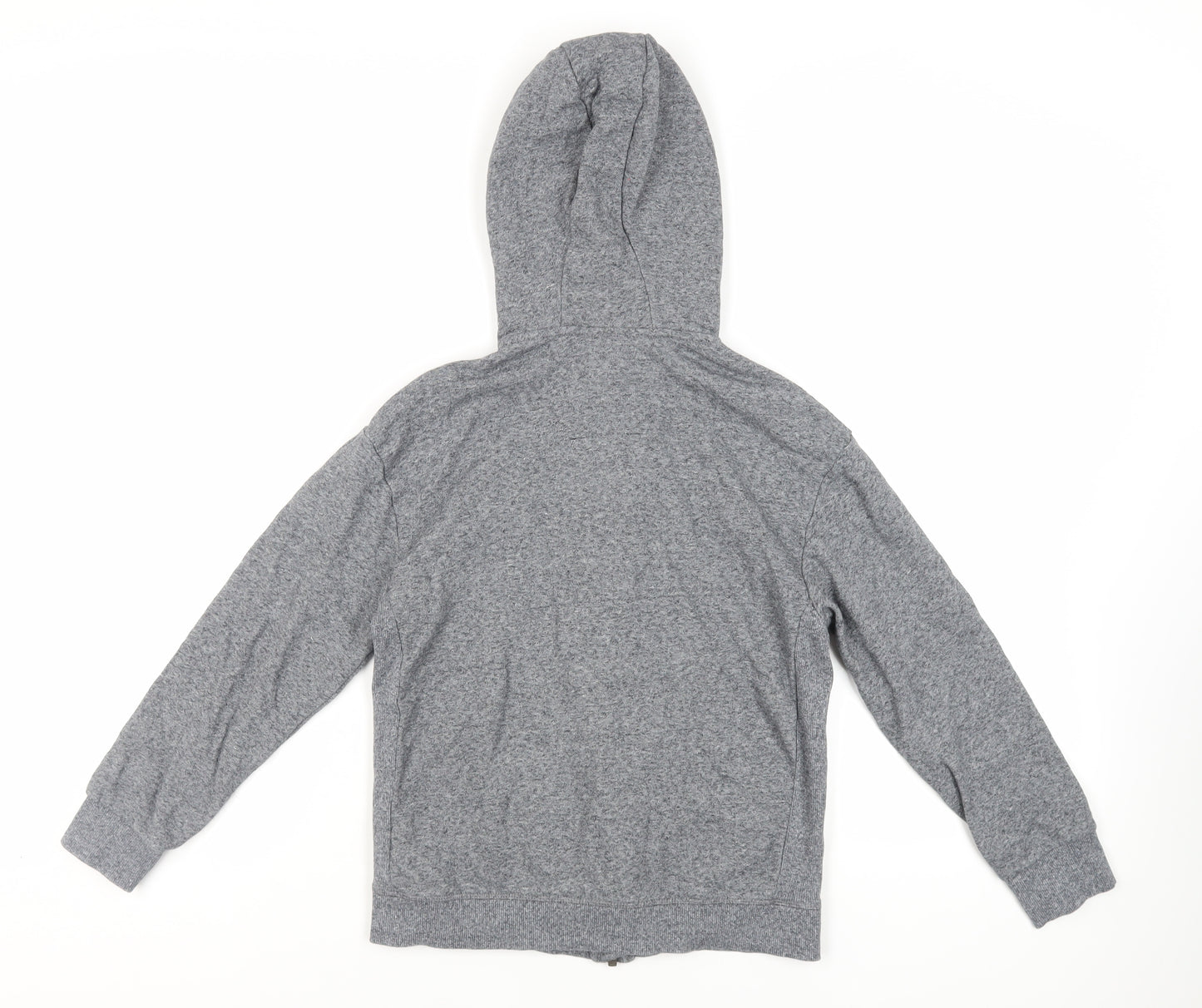 Marks and Spencer Boys Grey Cotton Full Zip Hoodie Size 10-11 Years Zip - Pockets