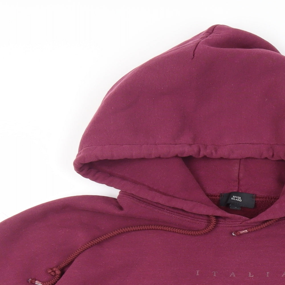 River Island Mens Purple Cotton Pullover Hoodie Size L - Pockets