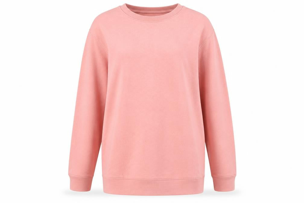 Front view of PDI women’s pink cotton pullover sweatshirt, size M, pullover