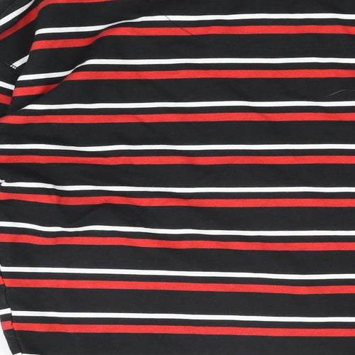 NEXT Womens Black Striped Cotton Basic T-Shirt Size 10 Round Neck