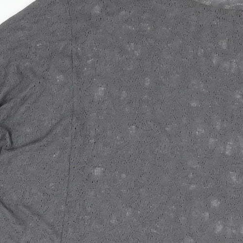 Label Lab Womens Grey Geometric Polyester Basic T-Shirt Size 16 Round Neck
