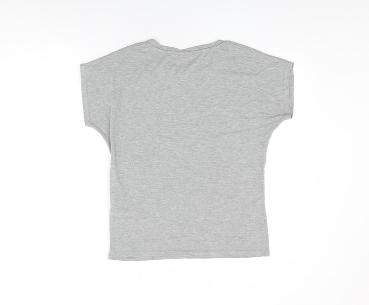 b.young Womens Grey Viscose Basic T-Shirt Size XS Round Neck - NYC Motorcycle Club