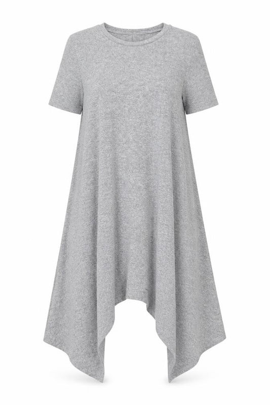 Front view of River Island women’s grey polyester shift, size UK 10, round neck pullover