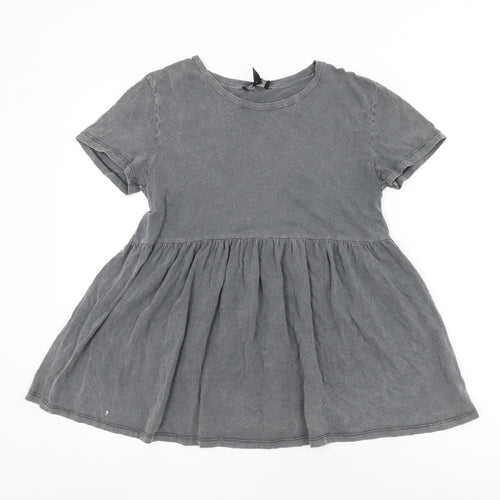 New Look Womens Grey Cotton Basic T-Shirt Size 10 Round Neck