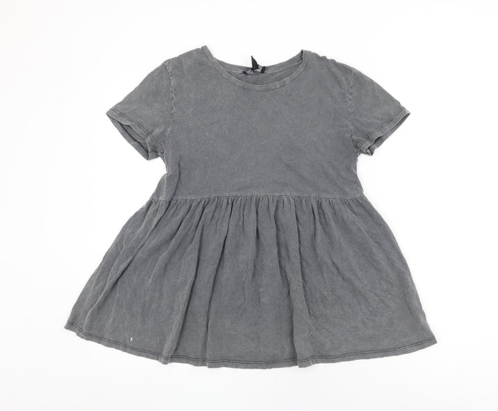 New Look Womens Grey Cotton Basic T-Shirt Size 10 Round Neck