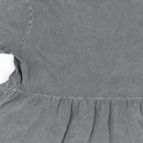 New Look Womens Grey Cotton Basic T-Shirt Size 10 Round Neck