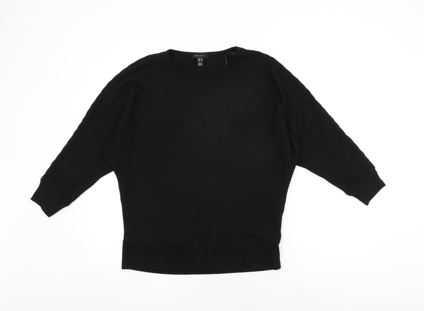 New Look Womens Black Polyester Basic T-Shirt Size M Round Neck