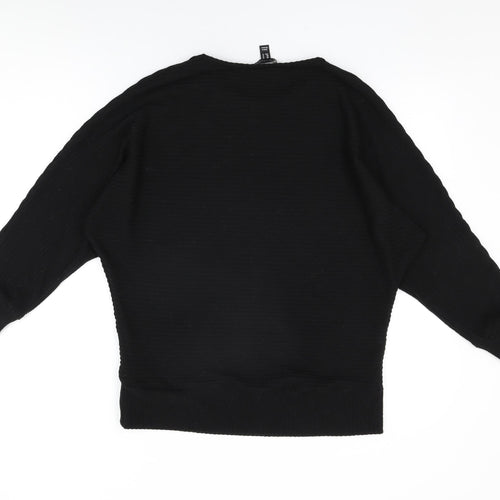 New Look Womens Black Polyester Basic T-Shirt Size M Round Neck