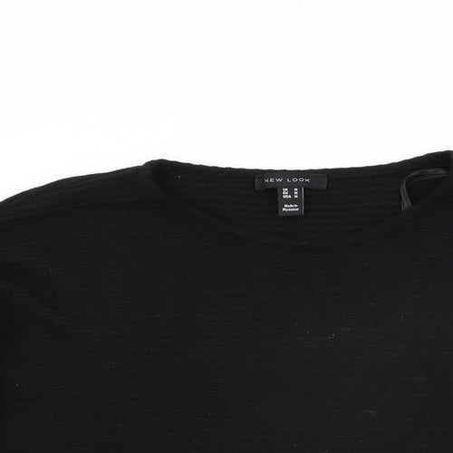 New Look Womens Black Polyester Basic T-Shirt Size M Round Neck