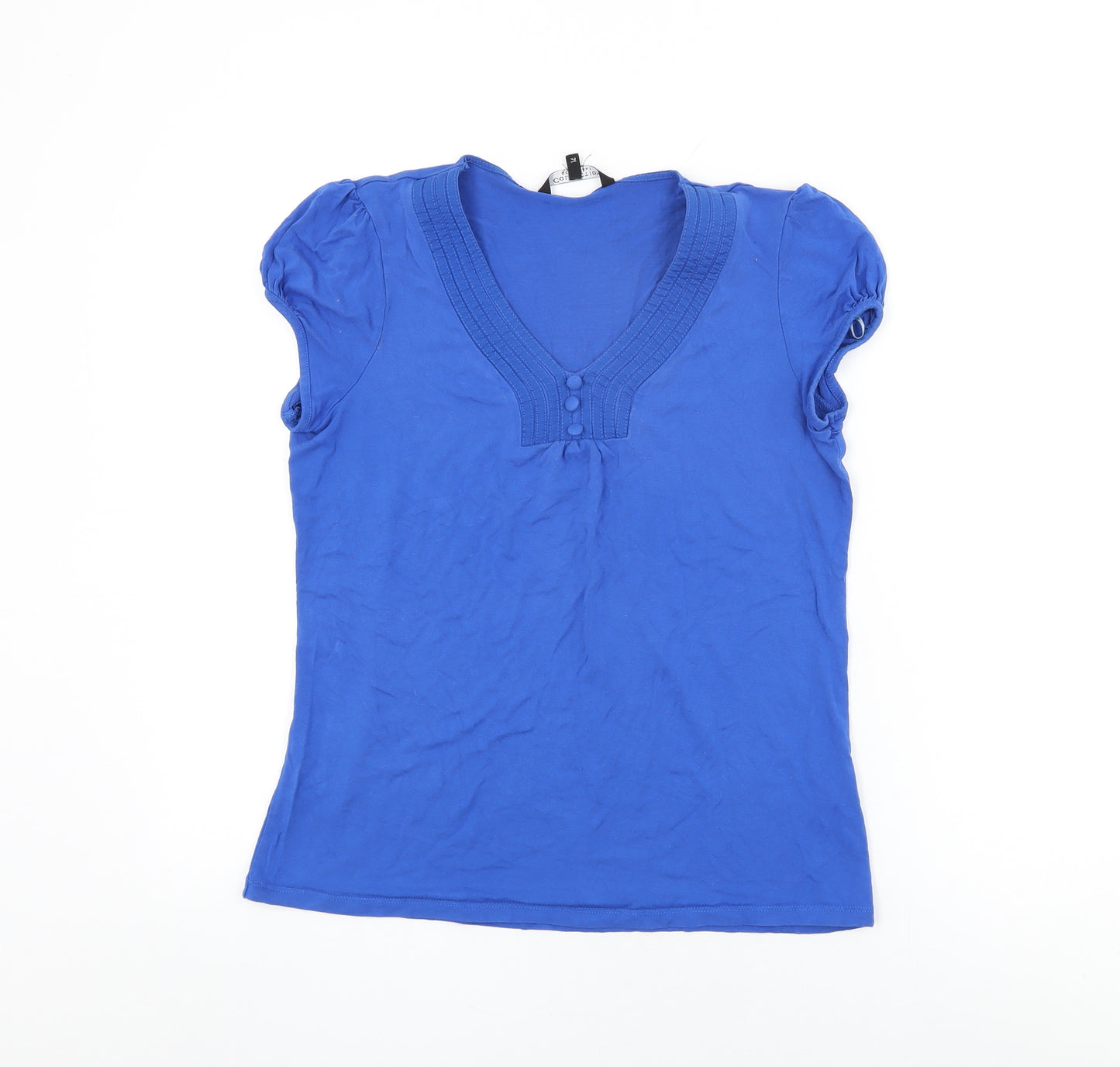 Debenhams Womens Blue Viscose Basic T-Shirt Size 14 V-Neck