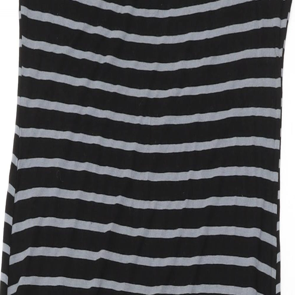 New Look Womens Black Striped Viscose Bodycon Size 14 Scoop Neck Pullover