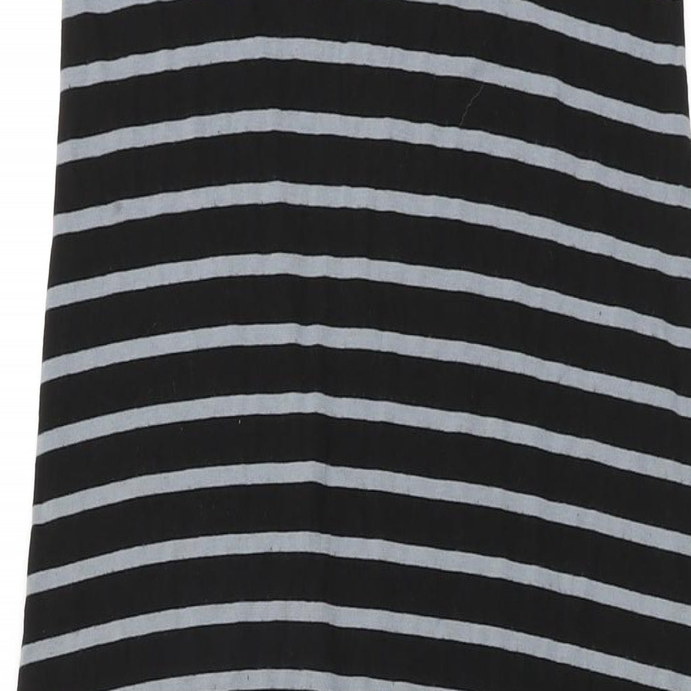 New Look Womens Black Striped Viscose Bodycon Size 14 Scoop Neck Pullover