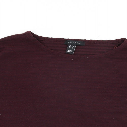 New Look Womens Red Polyester Basic T-Shirt Size M Round Neck