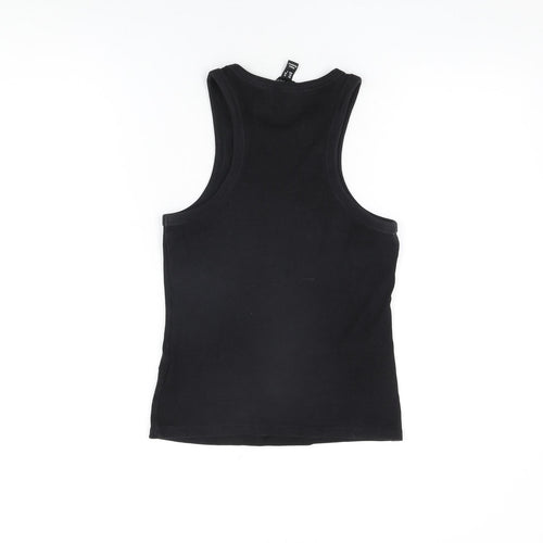 New Look Womens Black Cotton Basic Tank Size 12 Round Neck