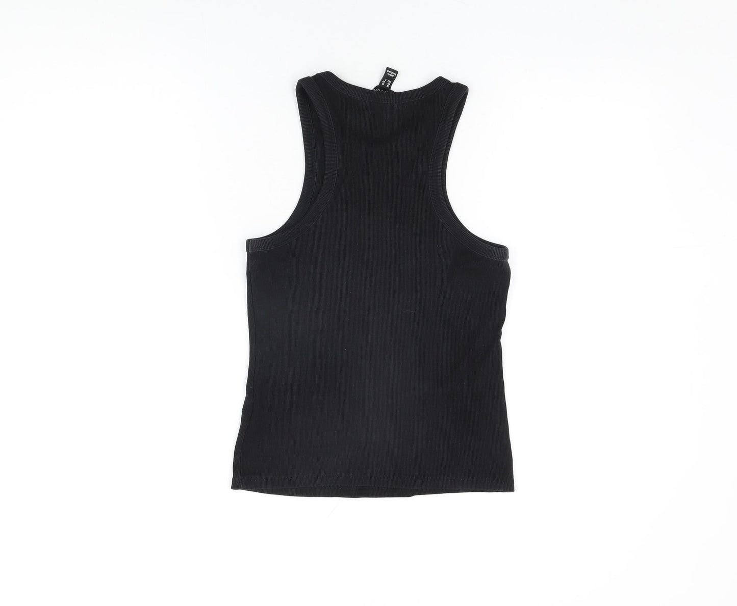 New Look Womens Black Cotton Basic Tank Size 12 Round Neck