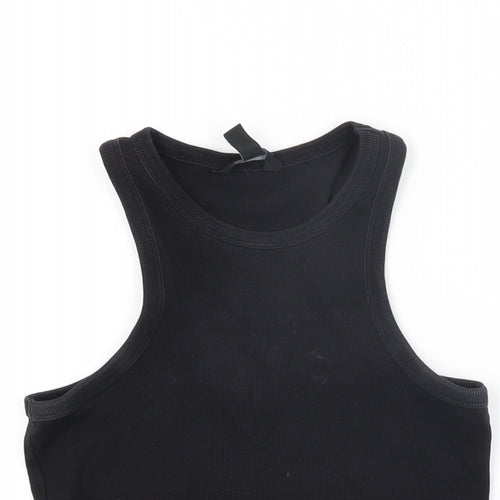 New Look Womens Black Cotton Basic Tank Size 12 Round Neck