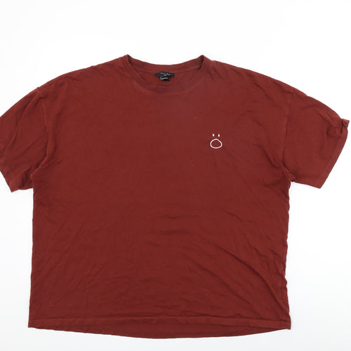 New Look Mens Red Cotton T-Shirt Size XL Round Neck