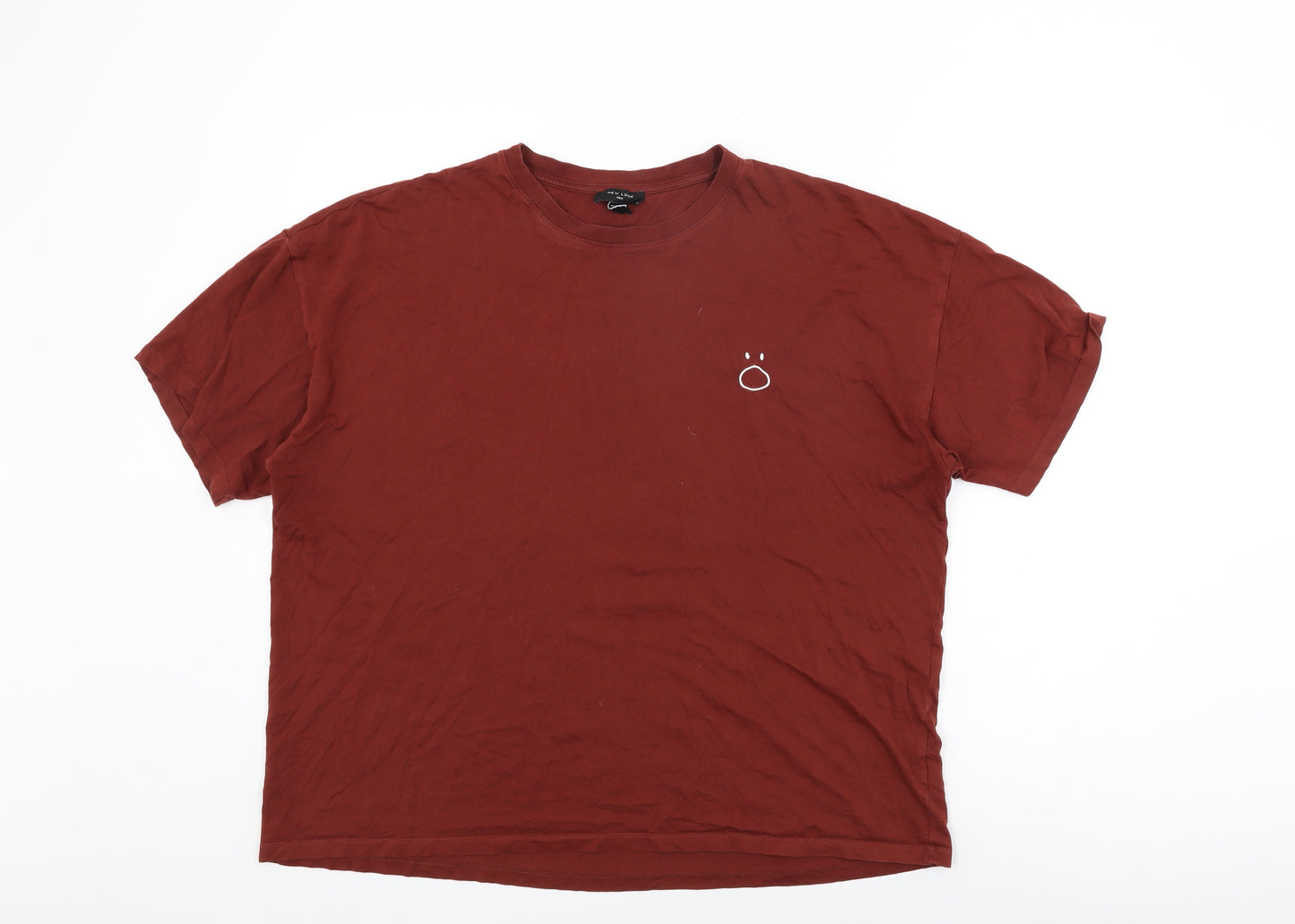 New Look Mens Red Cotton T-Shirt Size XL Round Neck