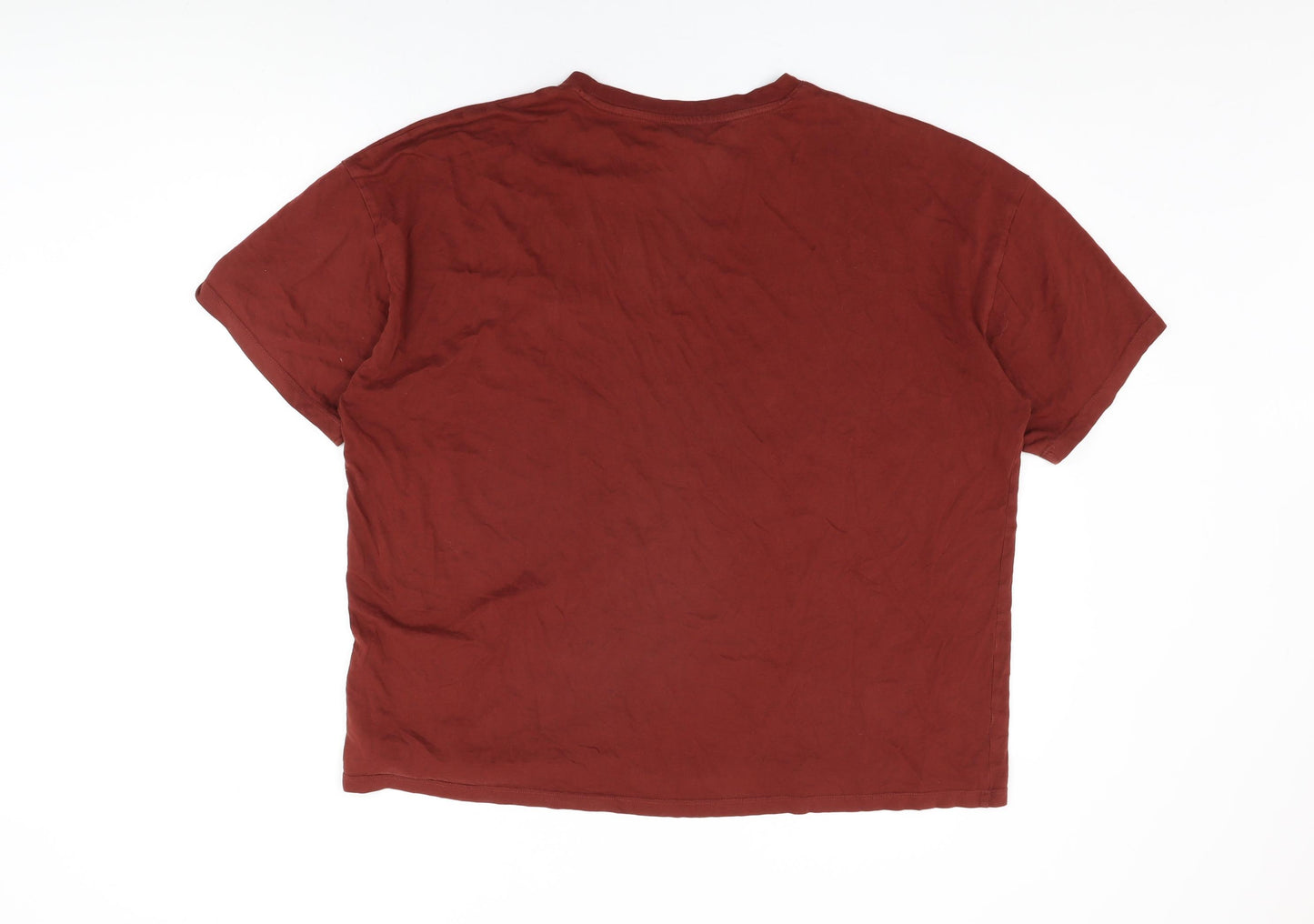 New Look Mens Red Cotton T-Shirt Size XL Round Neck