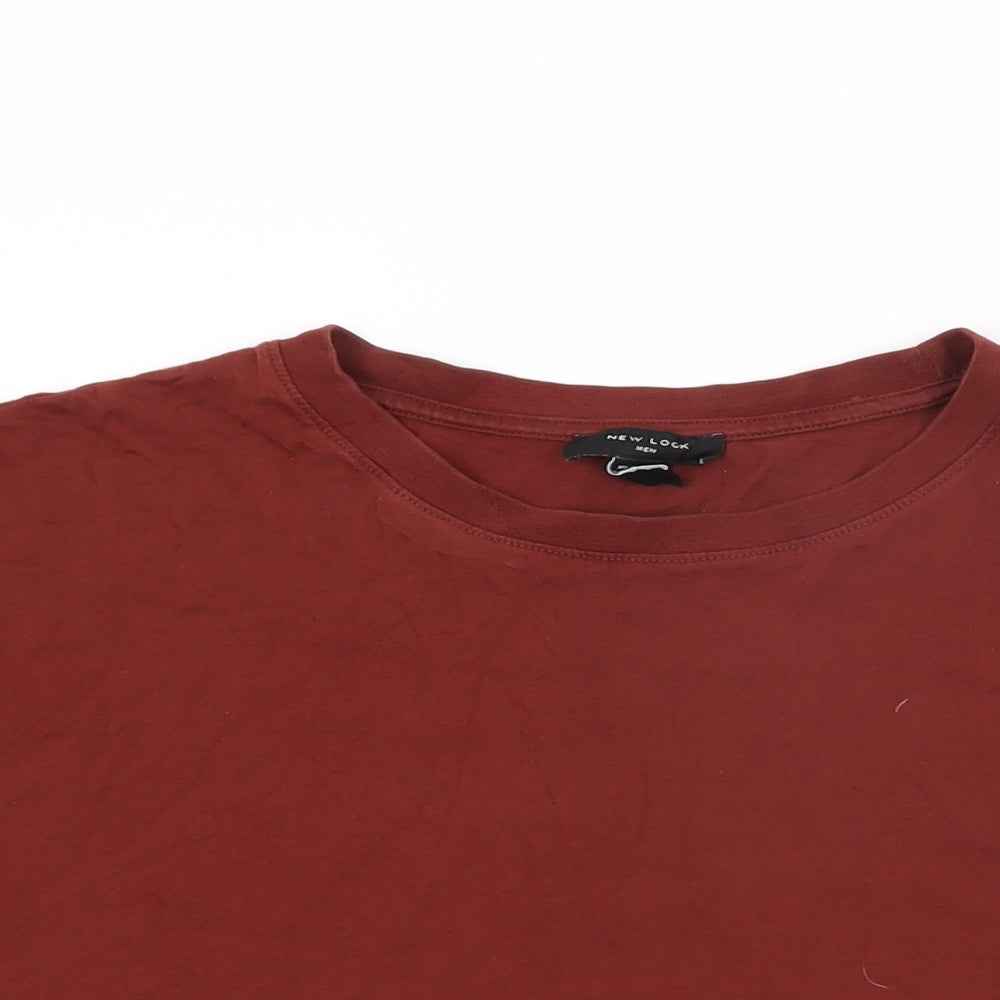 New Look Mens Red Cotton T-Shirt Size XL Round Neck