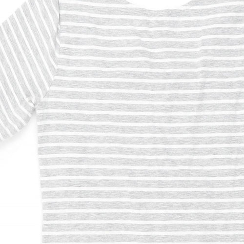 New Look Womens Grey Striped Cotton Bodycon Size 10 Round Neck Pullover