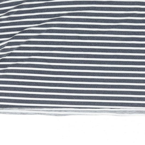 Missguided Womens Blue Striped Cotton Cropped T-Shirt Size 12 Round Neck