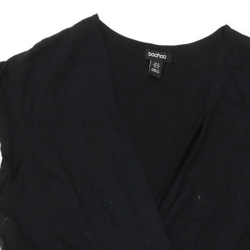 Boohoo Womens Black Cotton Shift Size 18 V-Neck Pullover